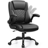 Leather Office Chair, PU Home Computer Desk Chairs with Ergonomic Back Support