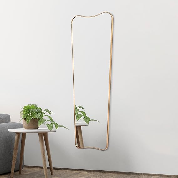 Alfie Full-Length Wall Mirror - 20" x 59" Black Metal Frame