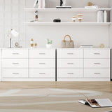 White Dresser, 47.2'' Large 6 Drawer Dresser Wide Chest of Drawers for TV Stand