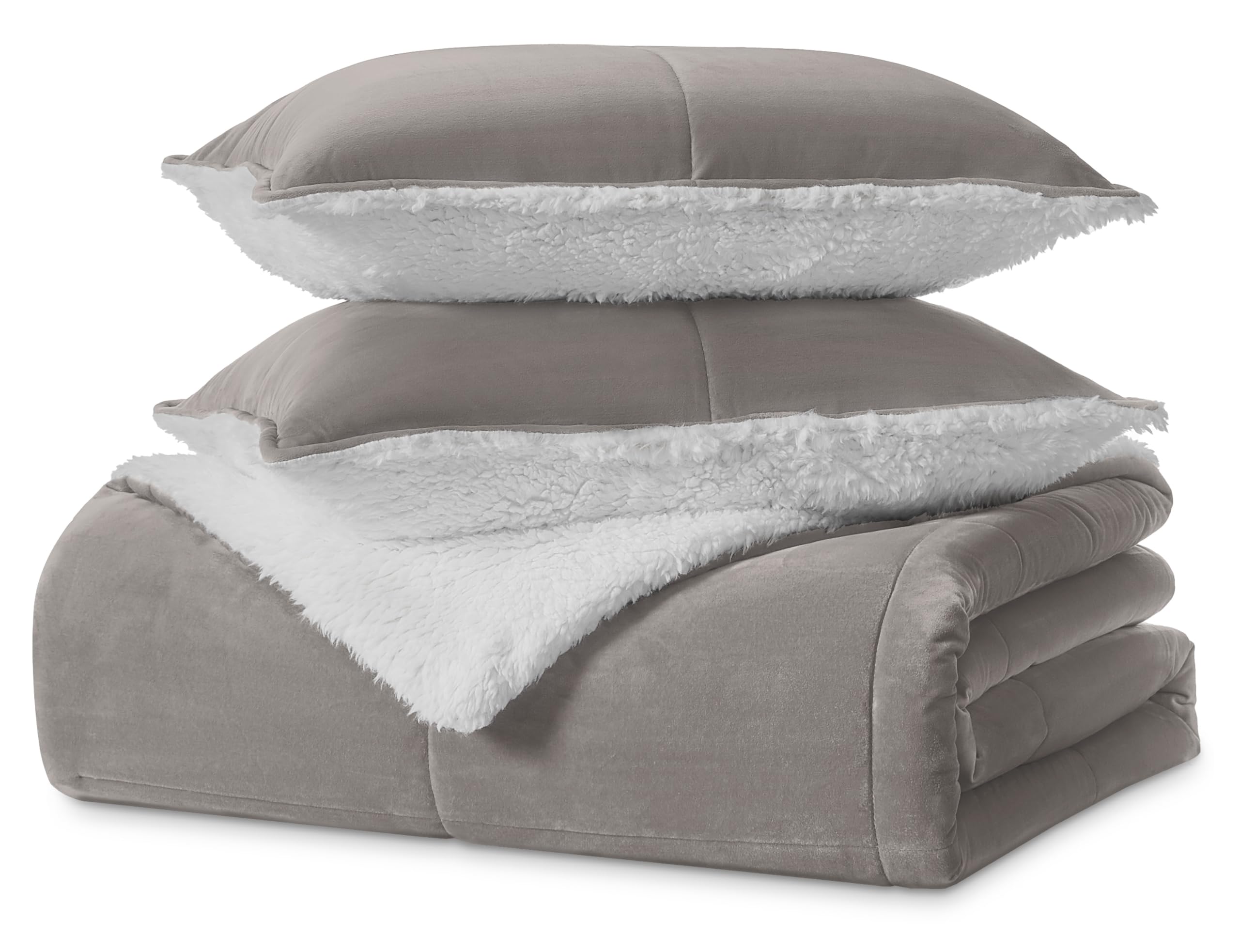 Blissful Comforter Set with 2 Pillow Shams Reversible White Comforter Plush Fluffy