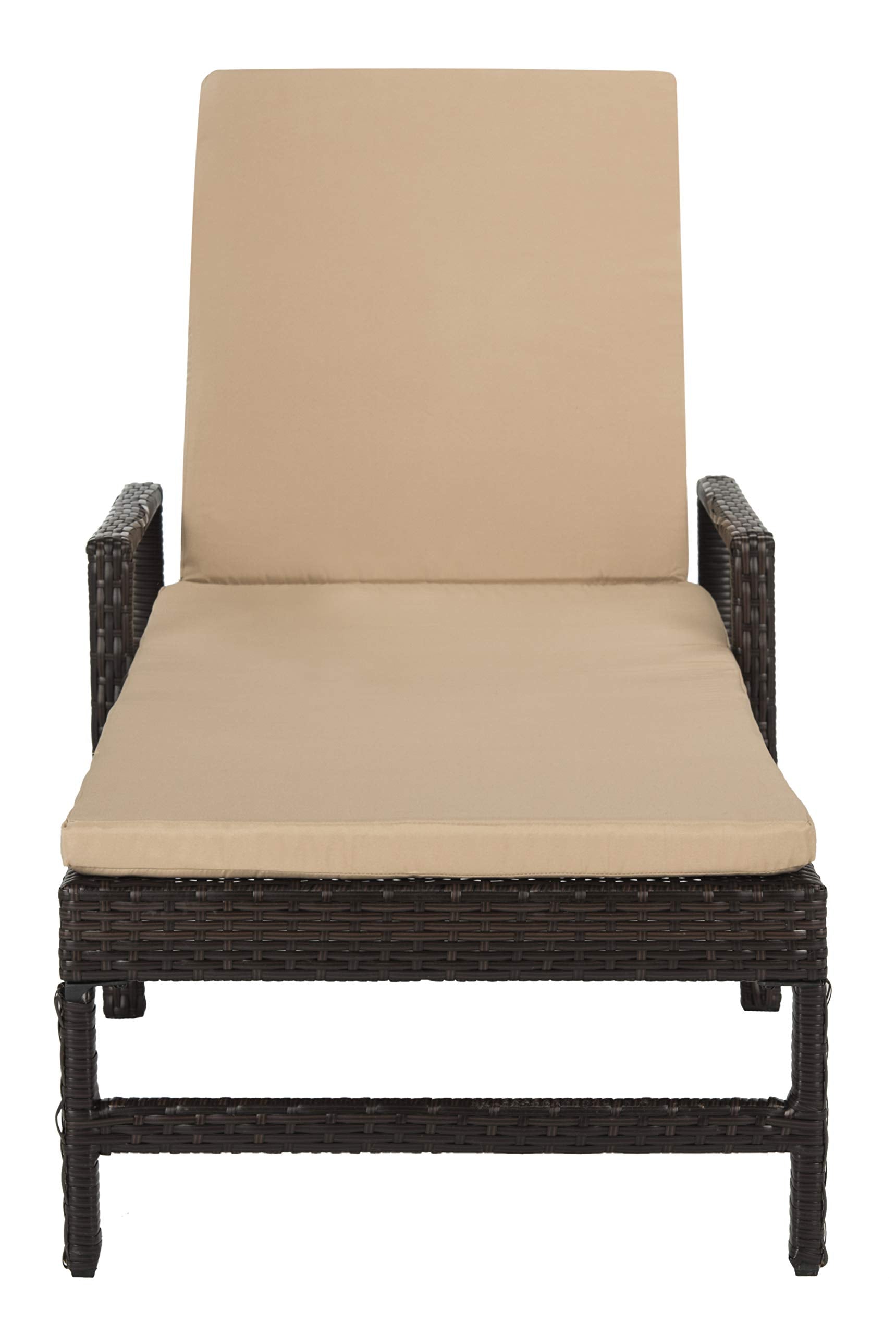 Outdoor Collection Alma Brown Rattan/Beige Cushion Adjustable Chaise Lounge Chair