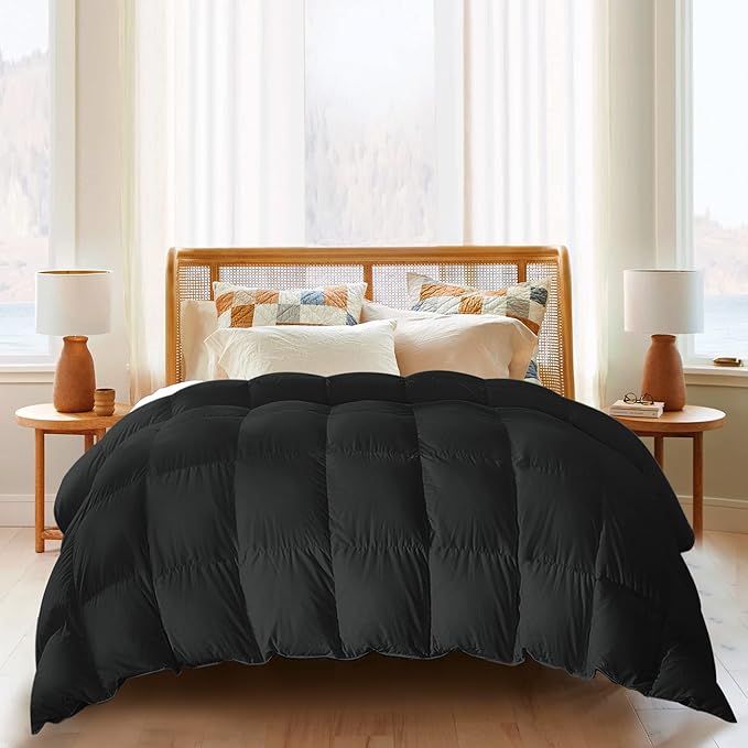 Goose Feather Comforter King Size, All Season Duvet Insert Medium Warmth, Cloud Soft