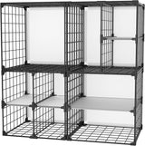 Wire Grid Storage Shelves, Stackable 6 Cube Storage Shelf, Closet Organizer, Metal Shelving Unit, Bookcase Bookshelf, Black