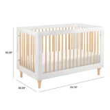 Lolly 3-in-1 Convertible Crib with Toddler Bed Conversion Kit in White and Natural,