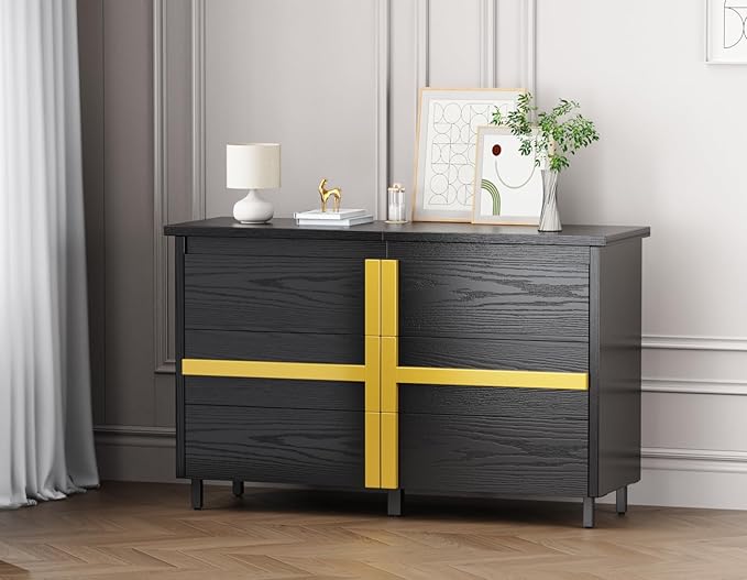 White Dresser for Bedroom, Wood Dresser, 6 Drawer Dresser with Gold Handle, Modern