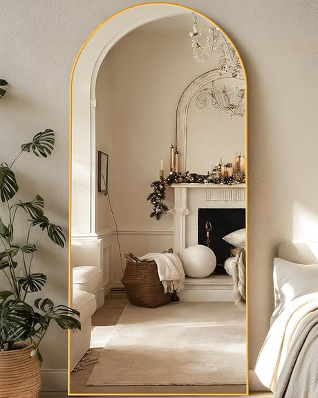 Full Length Mirror, 76"x34" Arched Floor Mirror Freestanding, Oversized Floor Standing