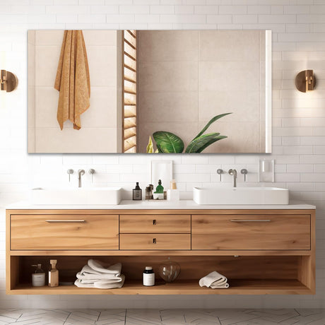 Large Mirror 60" x 28", Modern Rectangle Bathroom Mirror with Frameless Polished Edge