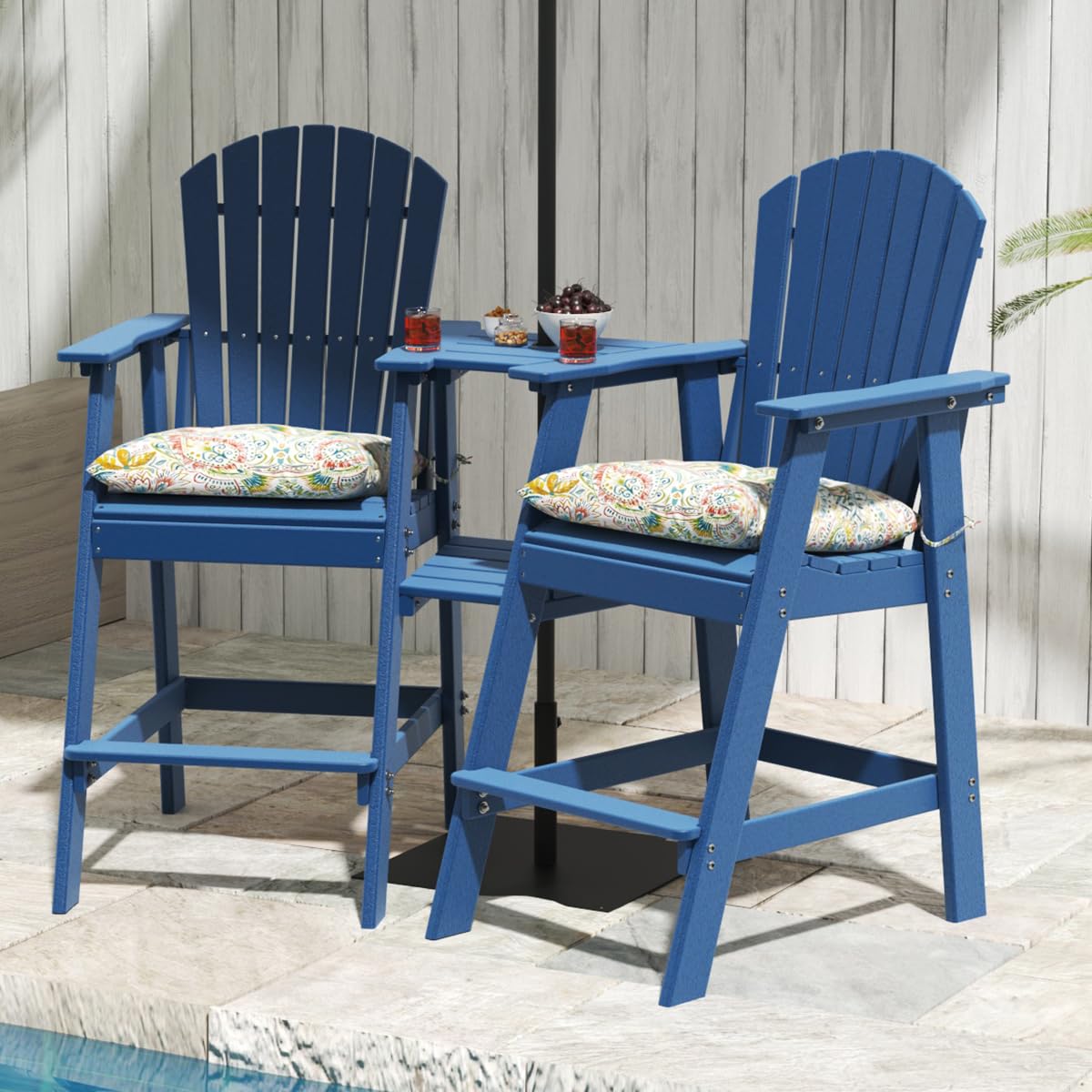 Tall Adirondack Bar Set, Patio Umbrella Table and Bar Chairs