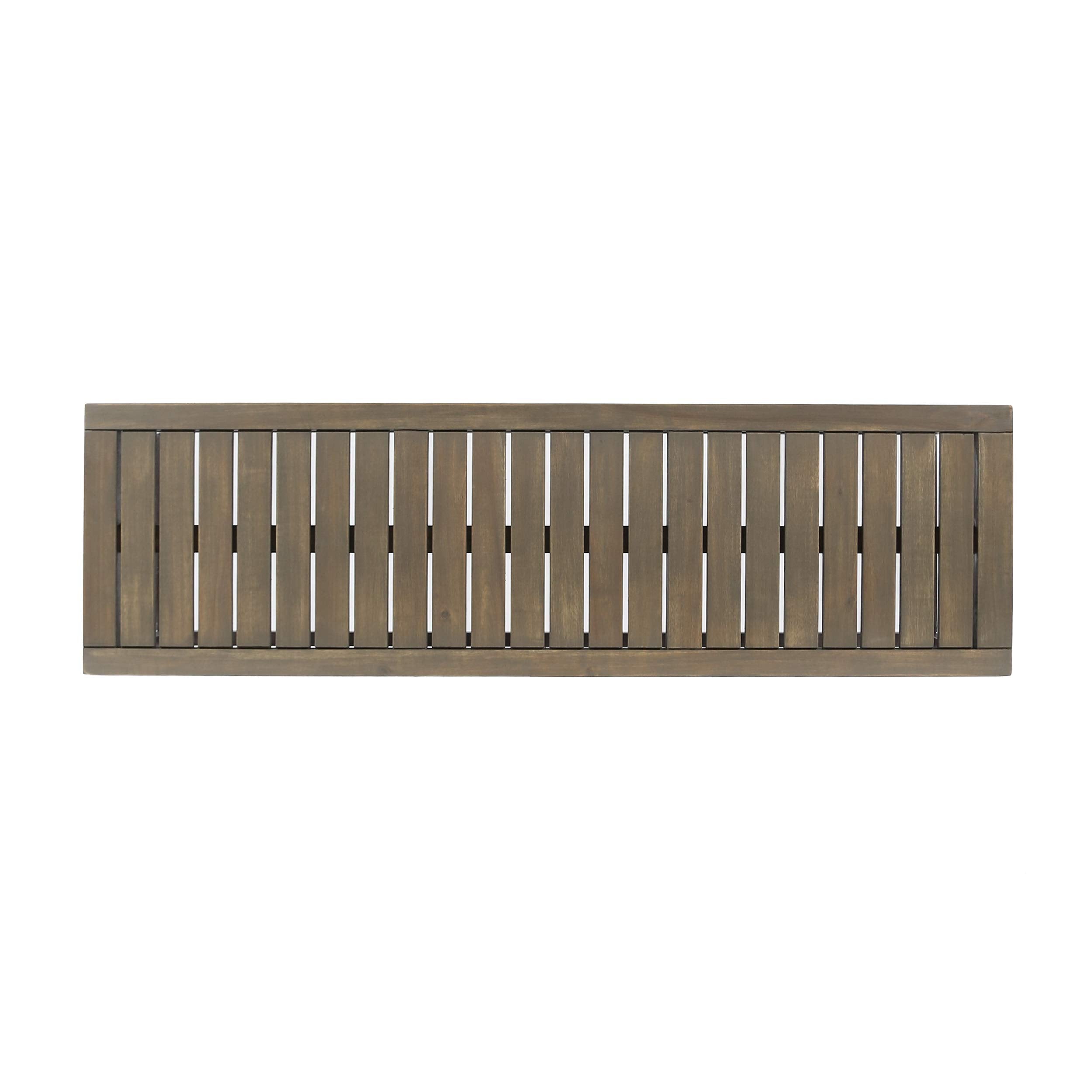 Christopher Knight Home Drew Outdoor Industrial Acacia Wood and Iron Bench, Gray, Grey Finish/Black Metal