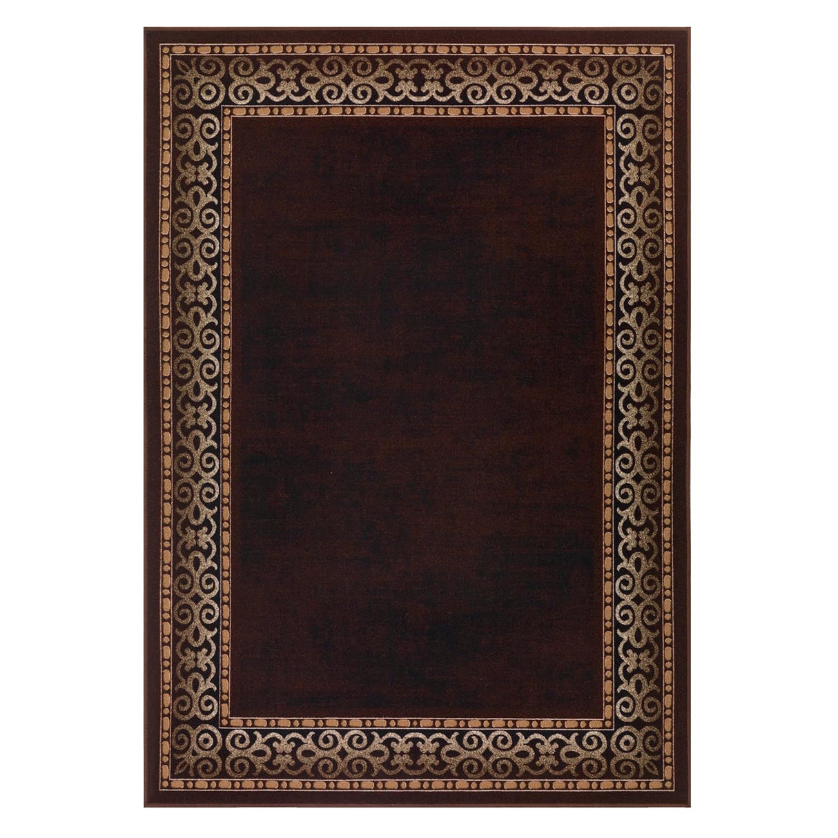 Antep Rugs Alfombras Bordered Modern 8x10 Non-Slip (Non-Skid) Low Pile Rubber Backing Indoor Area Rug (Brown, 7'10" x 10')