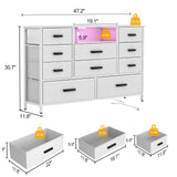 White Dresser for Bedroom with 10 Drawers, Dresser with Charging Station, TV Stand