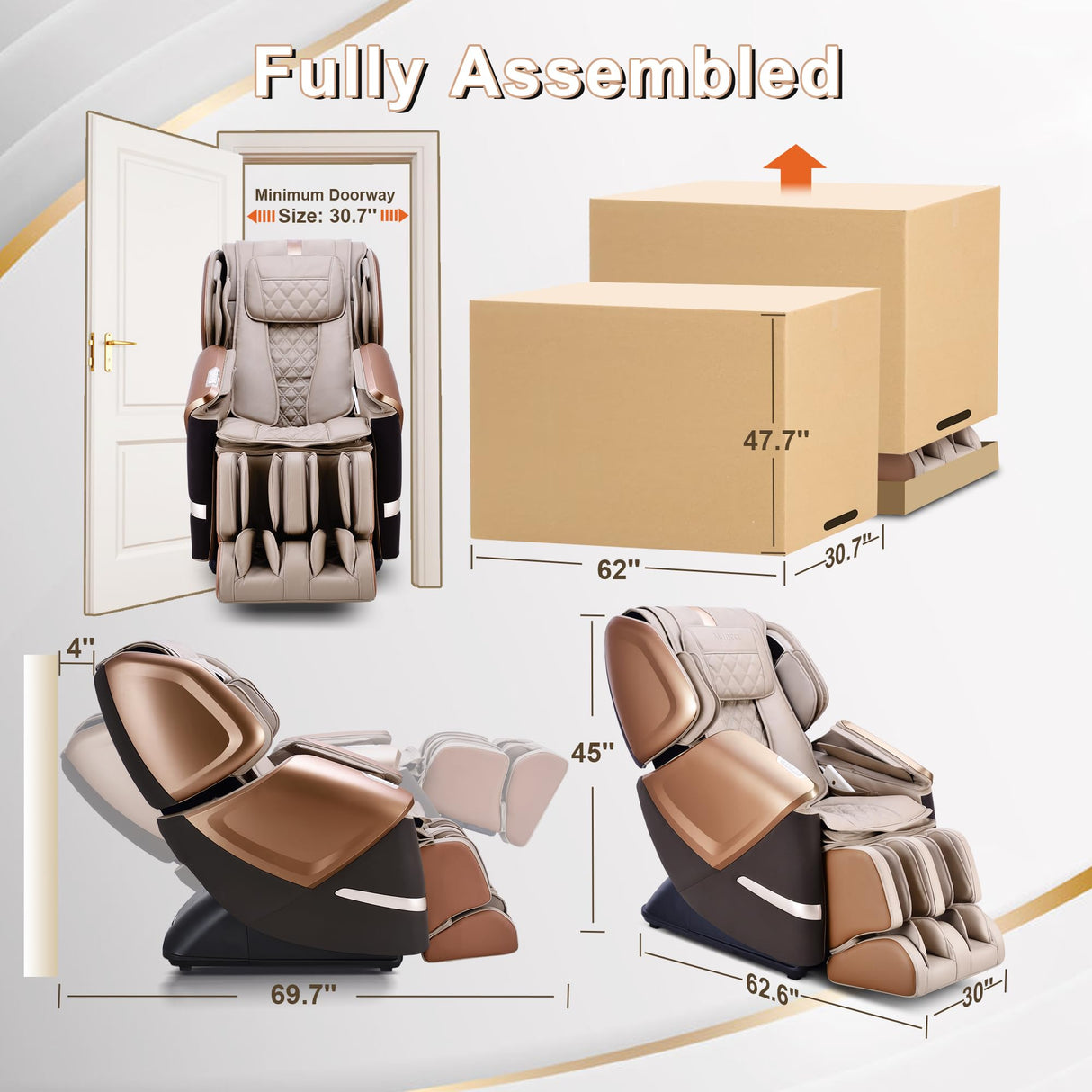 2024 4D Massage Chair for Full Body, Zero Gravity Recliner with Dual Mechanism