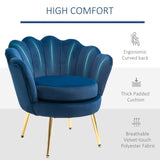 HOMCOM Elegant Velvet Fabric Accent Chair/Leisure Club Chair with Gold Metal Legs for Living Room, Blue