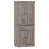 FOTOSOK 72" Kitchen Pantry Storage Cabinets with Drawer, Freestanding Cupboard with 4 Doors, Drawer, 4 Shelves, Utility Pantry Cabinet for Kitchen, Dining Room, Living Room, Ash Grey