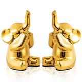 Loving Pair of Small Gold Elephant Statues Gold Home Decor Modern Boho Style Figurine