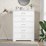 5 Drawer Dresser, Tall White Dresser Chest of Drawers, Modern Storage Cabinet