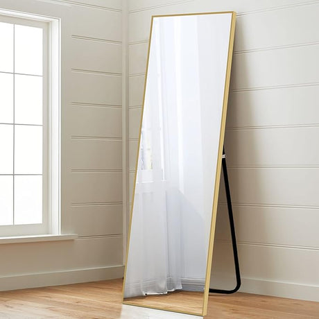 Full Length Mirror Wall Mirror 59" x 20" Gold Aluminum Alloy Frame Full Body Mirror