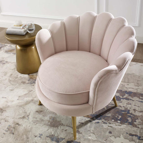 Admire Scalloped Edge Performance Velvet Accent Lounge Arm Chair in Pink