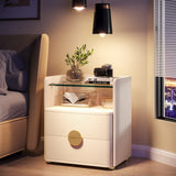 Nightstands, 2-Drawer Modern Night Stand with Open Storage Space, Wood Bed Side