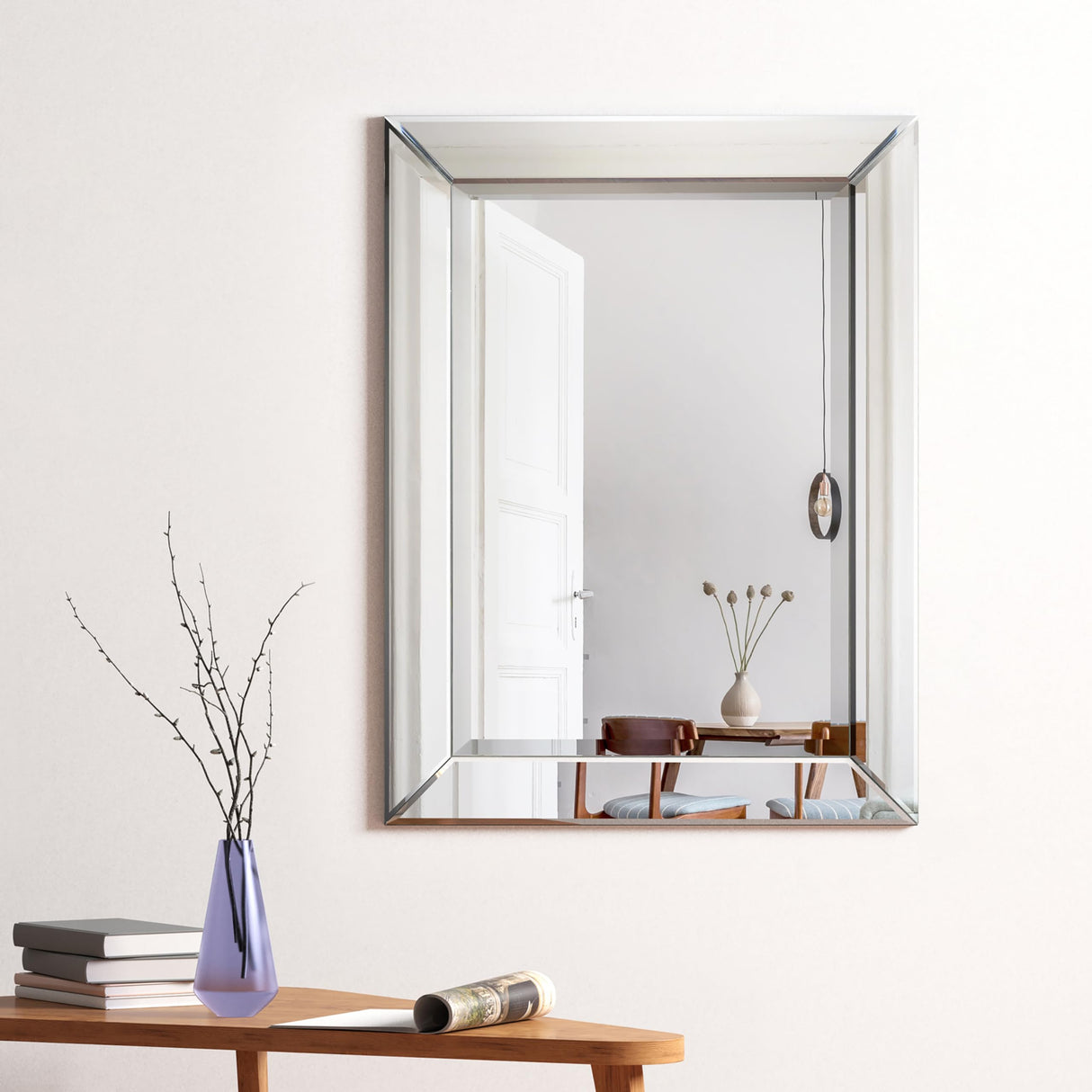 Solid Wood Framed Wall Mirror, Wall-Mounted Mirrors, 1"-Beveled, Bathroom Mirror