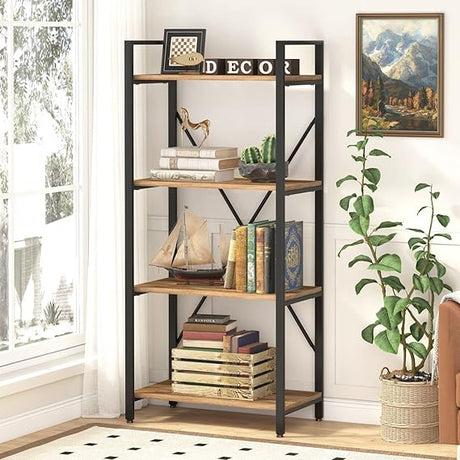 3 Tier Bookshelf, Small Rustic Book Shelf, Short Industrial Bookcase