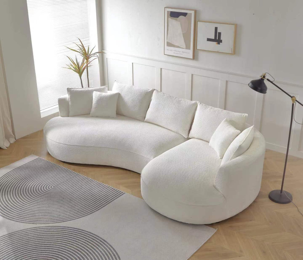 Oversized Modular Curved Sofa with Extra Wide Chaise Lounge and Throw Pillows