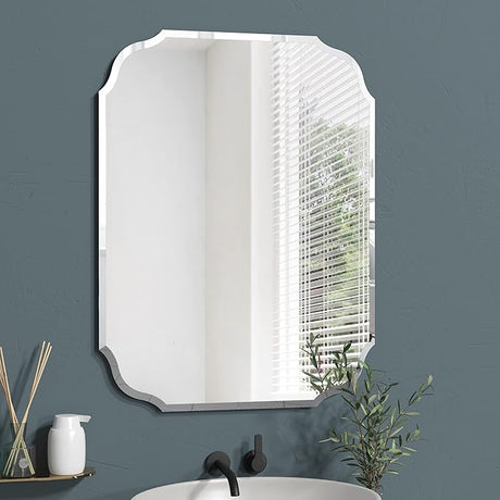 Silver Wall Mirror-Beveled Edge Frameless Mirror for Bathroom, Vanity, Bedroom,