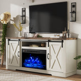 Fireplace TV Stand with Sliding Barn Door for TVs up to 73", Farmhouse 63" Fireplace