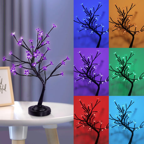 RGB Cherry Blossom Tree Light 16 Color-Changing LED Artificial Flower Bonsai Tree,