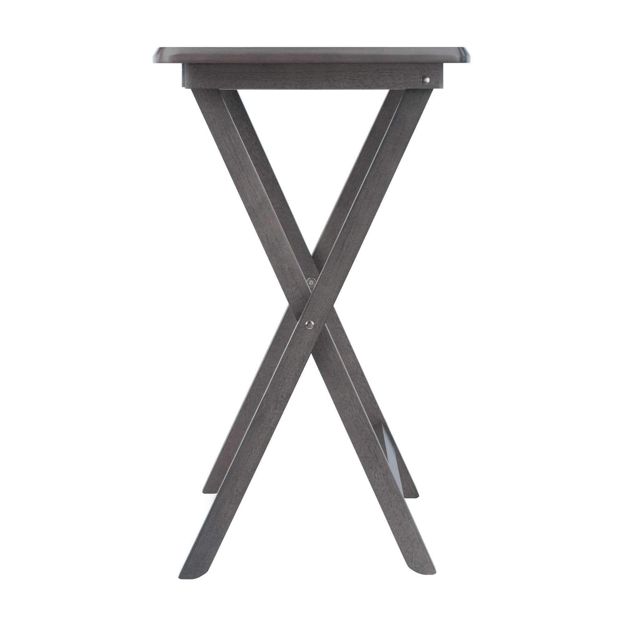 Dorian Oversized Snack Table Set, Oyster Gray (Brown Base) (replace color may vary).