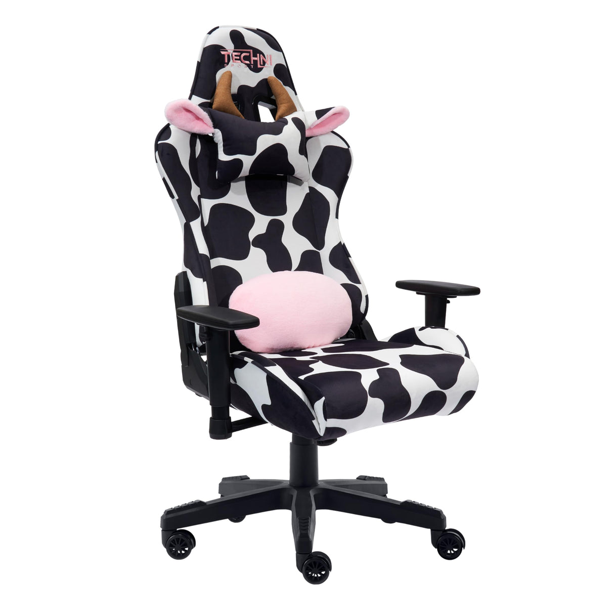 Cow Print Gaming Chair - Ergonomic Office Chair with Memory Foam & Lumbar Support