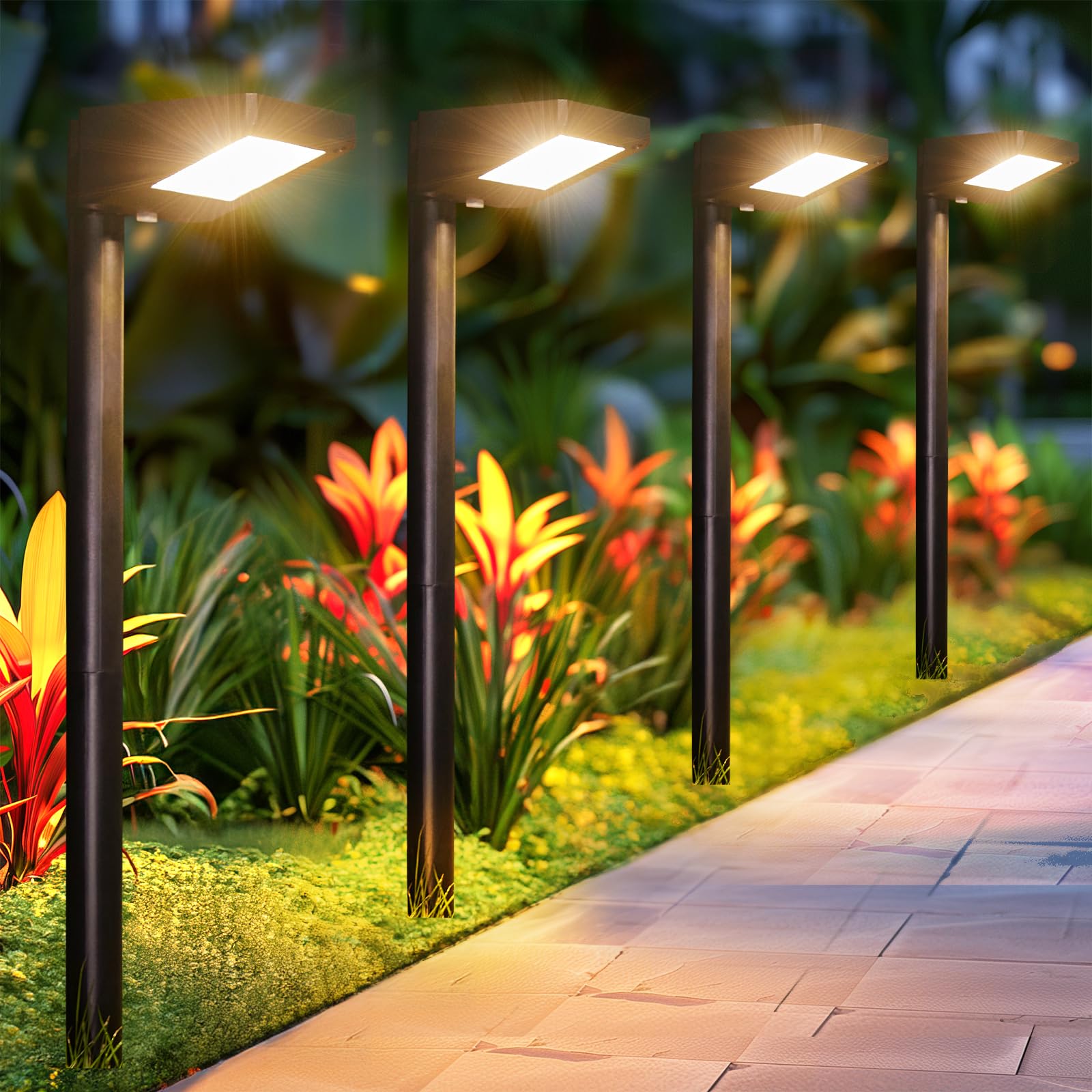 Solar Pathway Lights Outdoor, 8Pack 3500K Warm White Solar Powered Outdoor