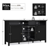 Black TV Stand for TVs up to 65 Inch, Modern Media Entertainment Center with Double