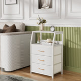 Nightstand with 3 Drawers and 2-Tier Shelf, Small Night Stand
