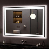 48"X32" LED Bathroom Mirror Black Framed, Anti-Fog, Dimmable