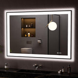 48"X32" LED Bathroom Mirror Black Framed, Anti-Fog, Dimmable