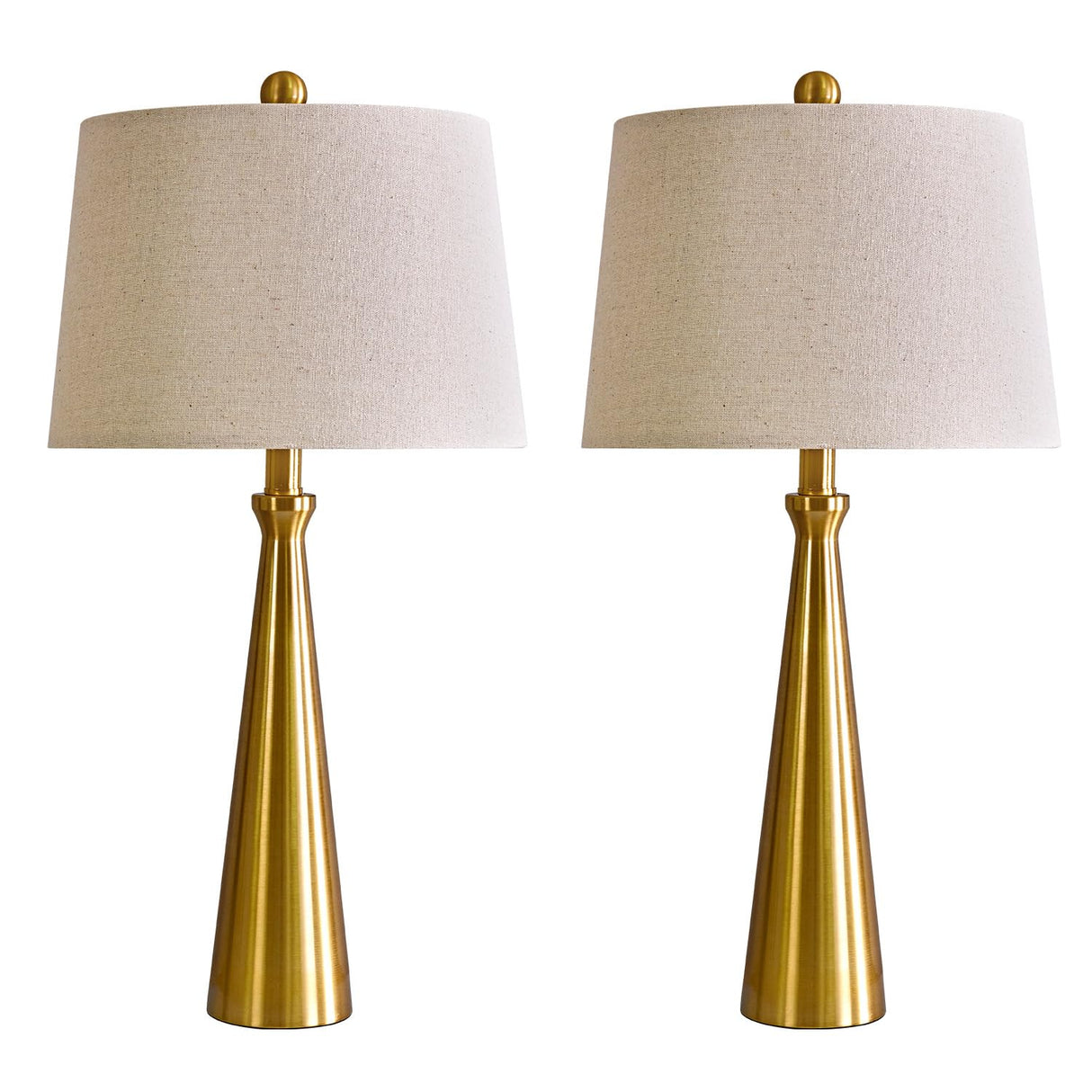 25.75” Modern Table Lamps with USB Port Set of 2 Accent Gold Nightstand Lamp