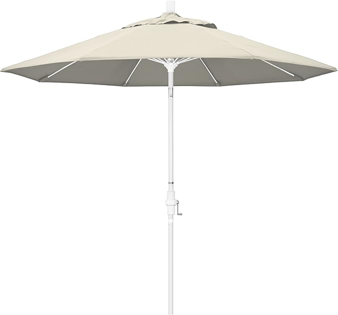 9' Round Aluminum Pole Fiberglass Rib Market Umbrella, Crank Lift