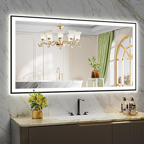 55x30 Inch LED Bathroom Mirror with Lights Front and Backlit Lighted Vanity Mirror for Bathroom Wall