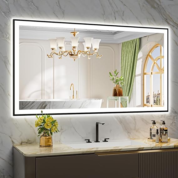 Lights Front and Backlit Lighted Vanity Mirror for Bathroom Wall