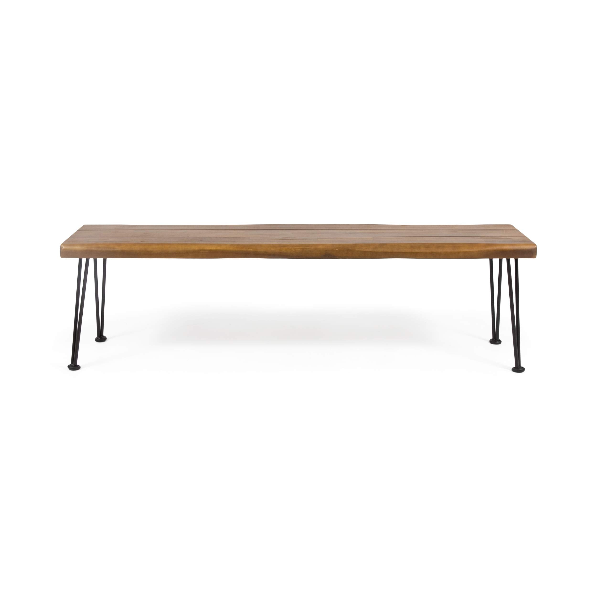 Gladys Outdoor Modern Industrial Acacia Wood Bench