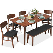 6-Piece Wooden Dining Set with Bench
