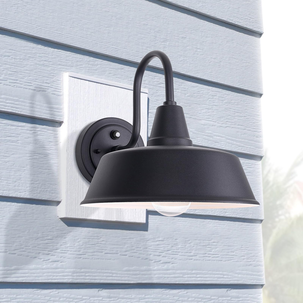 Large Barn Light Outdoor with Dusk to Dawn Sensor, 12in. Exterior Gooseneck Light