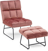 Accent Chair with Ottoman, Velvet Modern Metal Legs