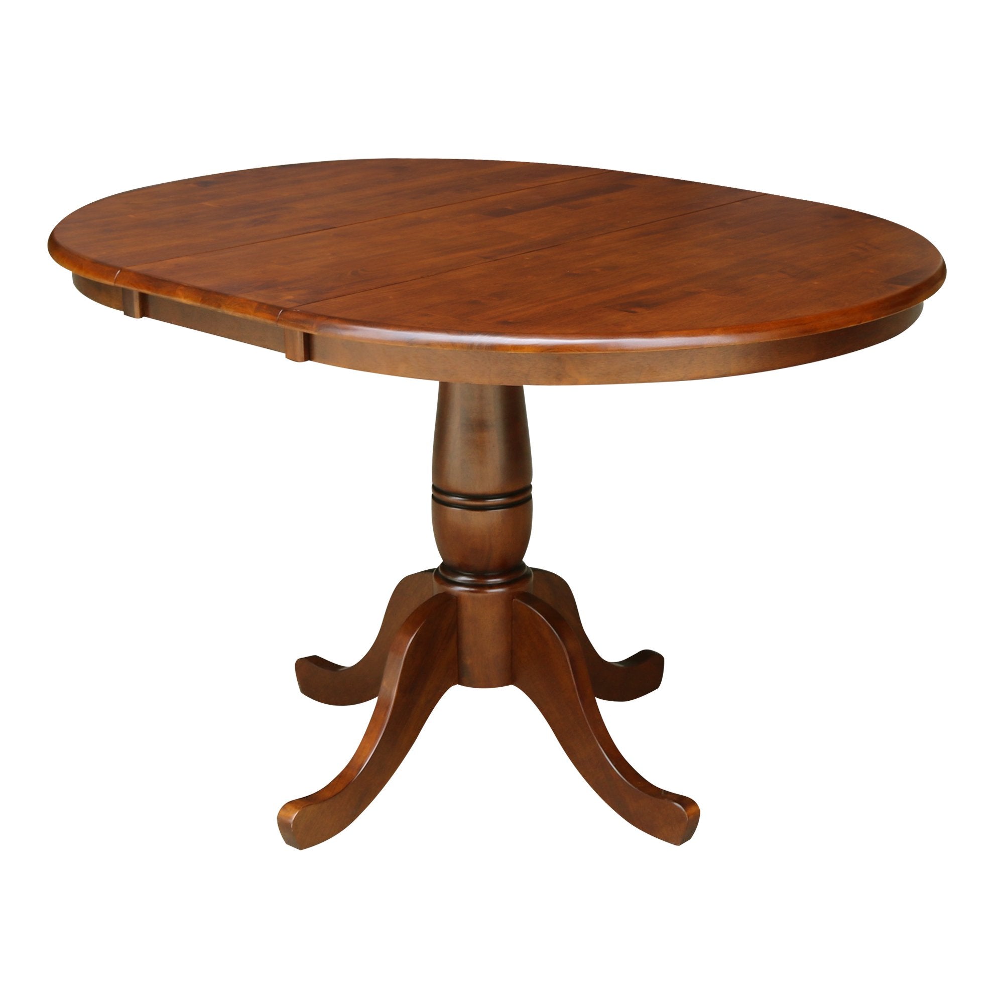 International Concepts Standard Height 36-Inch Round Extension Table with 12-Inch Leaf,