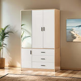 74.2" 4 Door Armoire Wardrobe Closet Cabinet, Wood 2 Drawers Tall Cabinet Closet