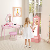 Kids Mirror Jewelry Cabinet, 44.5" Full Length mirror with Jewelry Storage