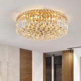 6-Lights Gold Crystal Flush Mount Chandelier Light Fixture K9 Crystals Modern Ceiling