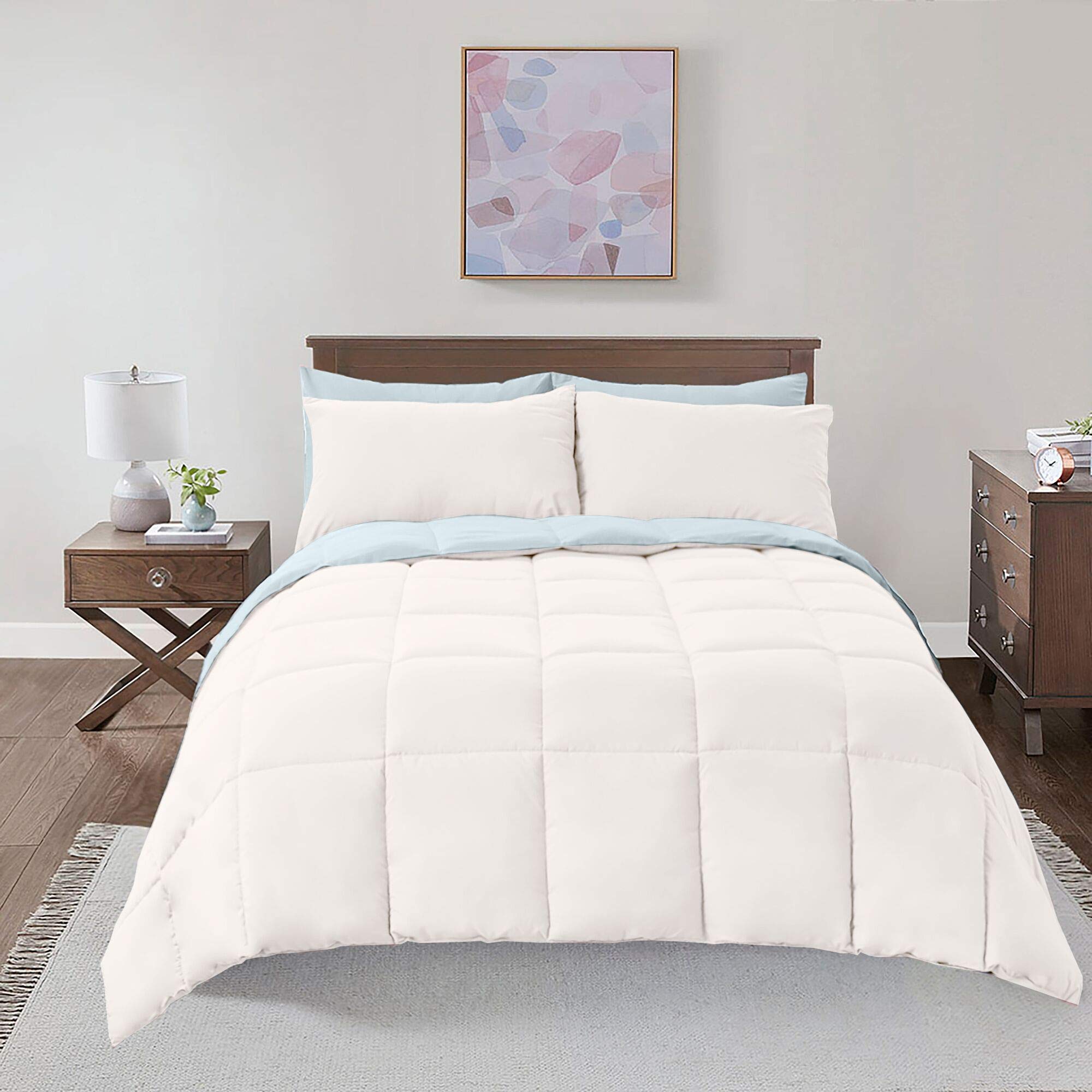 Soft and Plush Down Alternative Comforter - Reversible with 2 Colors Duvet Insert