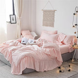 Ruffle Duvet Cover Queen Size,100% Washed Microfiber 3pcs Bedding Duvet Cover Set